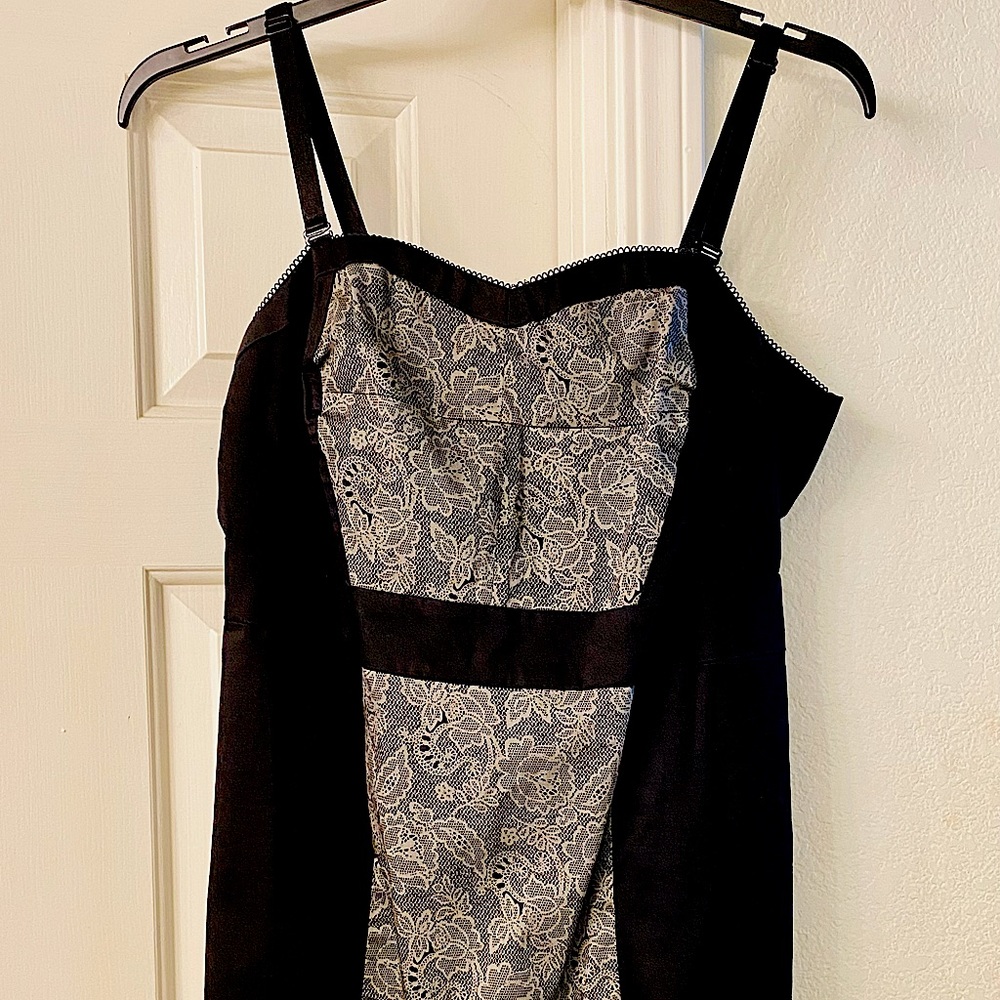 Torrid Black & Cream Lace Bustier Dress